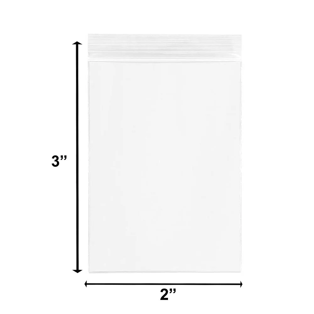 2000 Reclosable Zipper Bags Clear 2"X 3" Small Top Sealing Plastic Poly Baggies