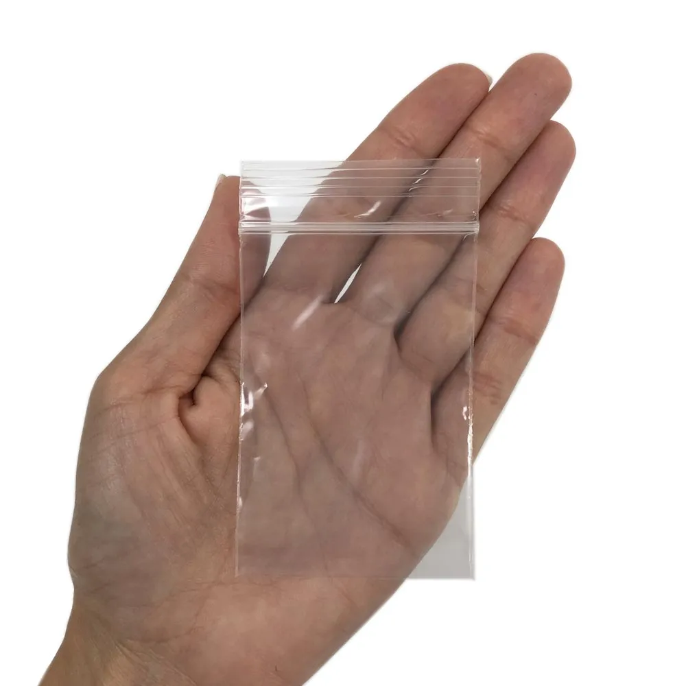 2000 Reclosable Zipper Bags Clear 2"X 3" Small Top Sealing Plastic Poly Baggies