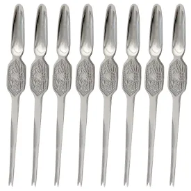 8 X Lobster Seafood Crab Shellfish Forks Pick Scoop Spoon Oyster Stainless Steel