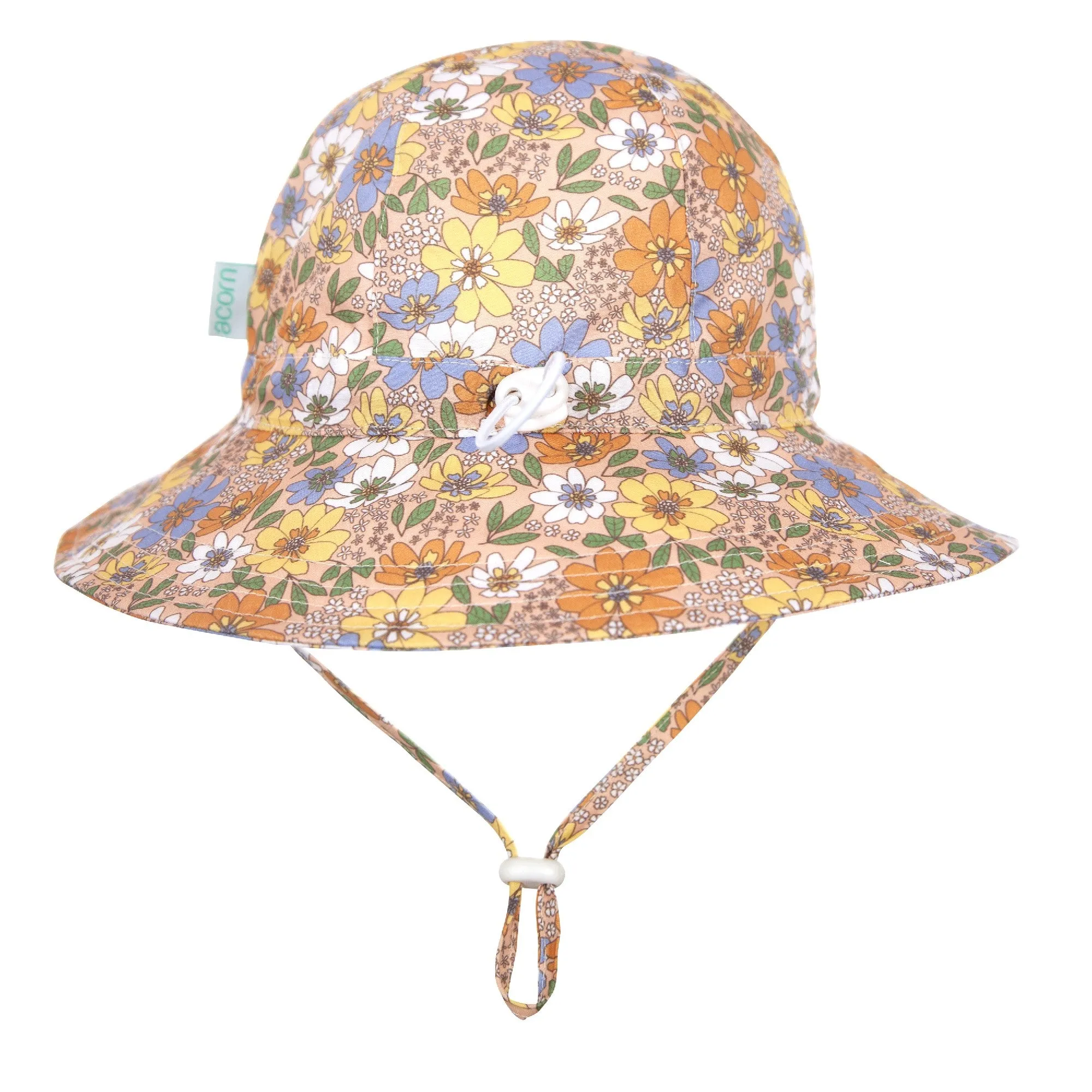 ACORN KIDS - MAGGIE WIDE BRIM SUNHAT: PEACH AND MULTI