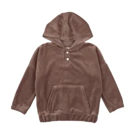 Analogie Velour Hooded Sweatshirt - Taupe