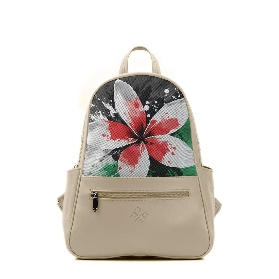 Beige Vivid Backpack Palestine flower