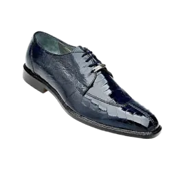 Belvedere Navy Blue Siena Style Men's Lace Up Oxford Shoes Genuine Ostrich Legs