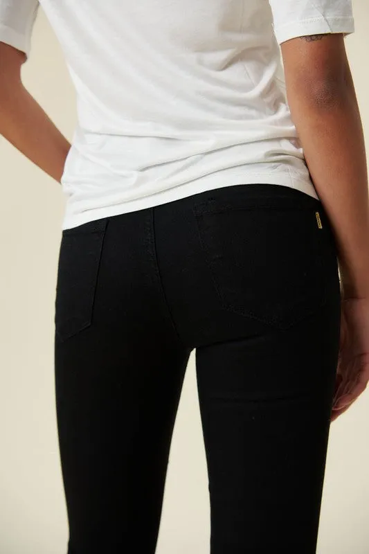 Black Distressed High Rise Flare Jeans