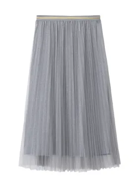 Bright Silk Pleated Gauze Skirt