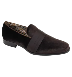 Brown Men's Velvet Shoes Fashion Style Prom Loafers With Satin