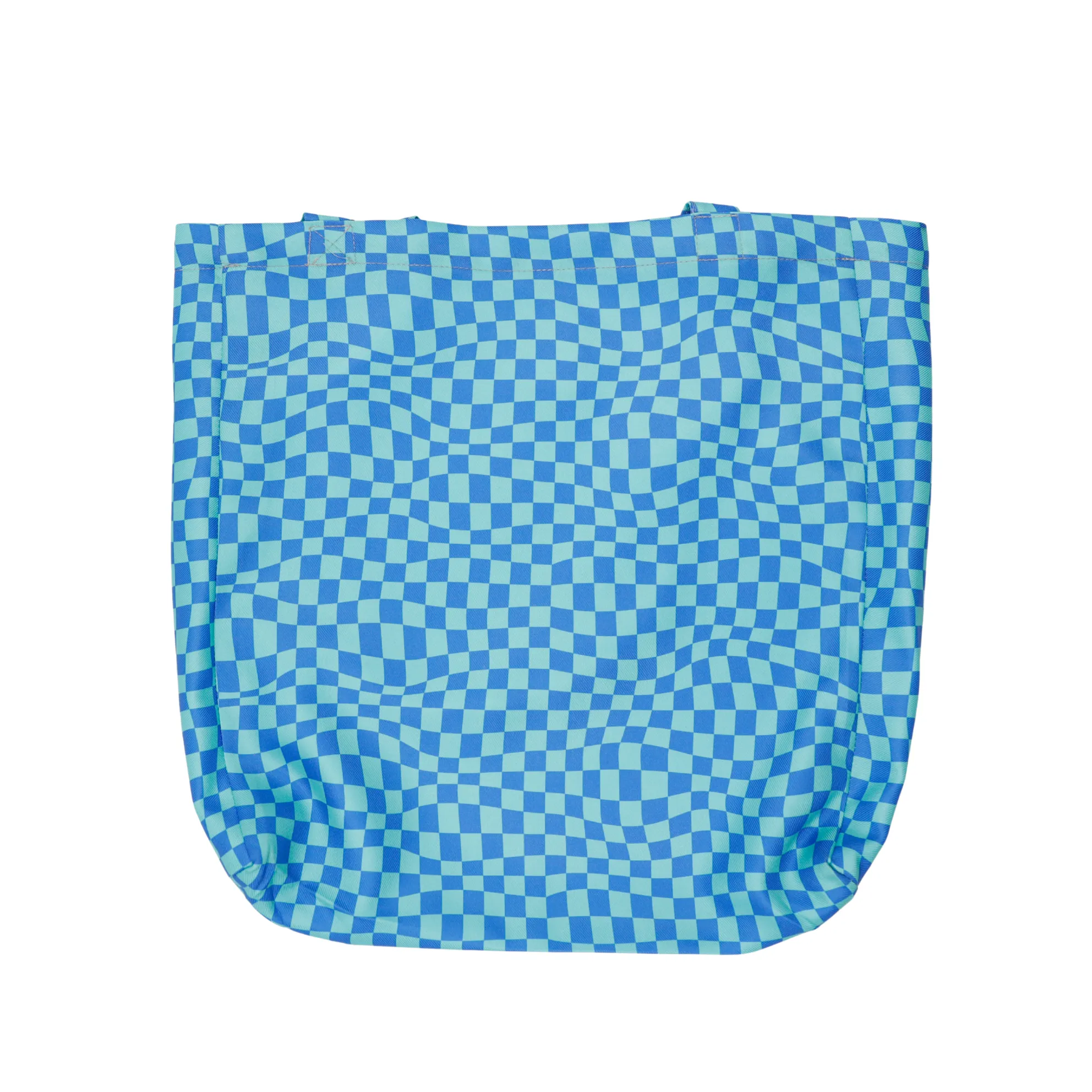 Cotton Tote - Warped Check Aqua
