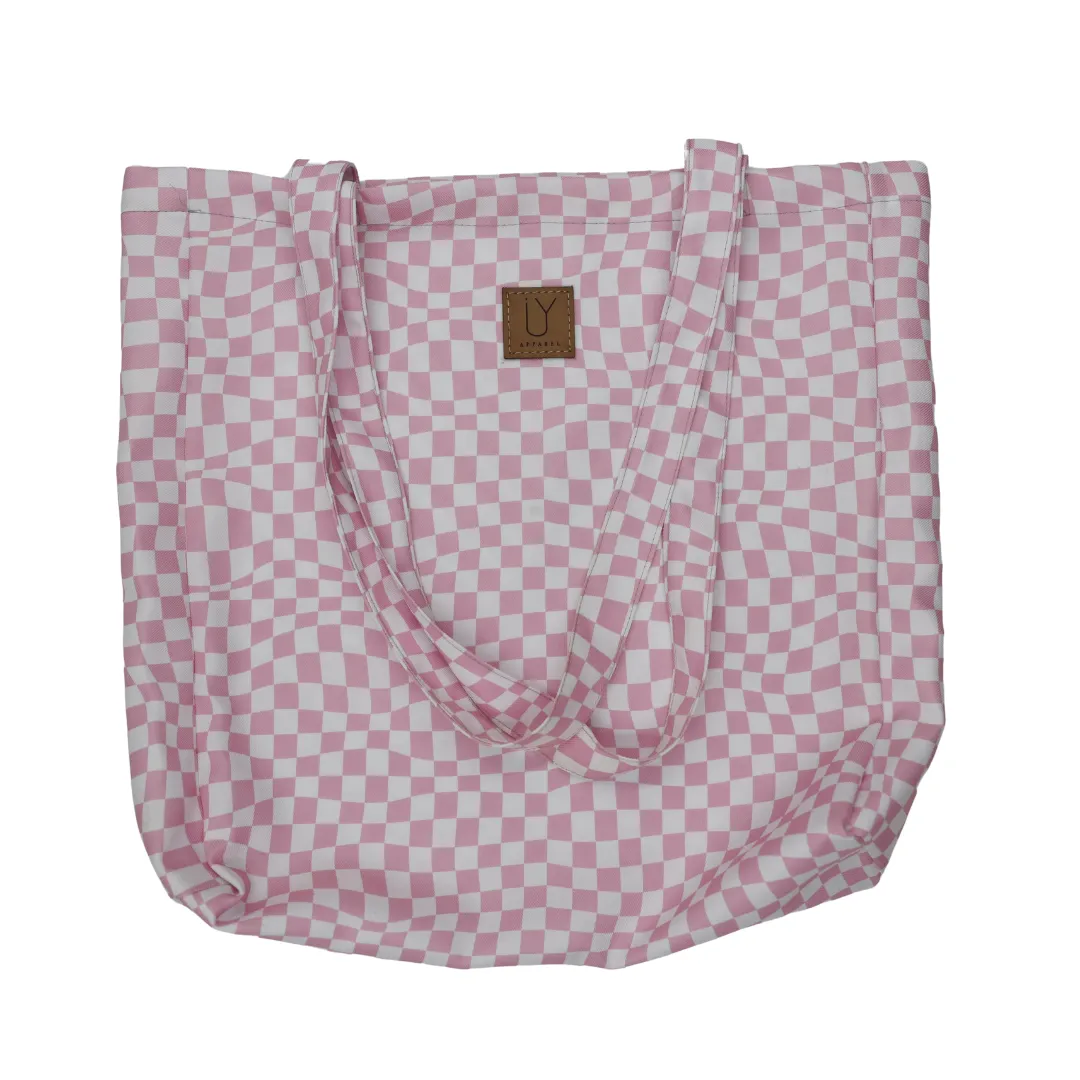 Cotton Tote - Warped Check Pink