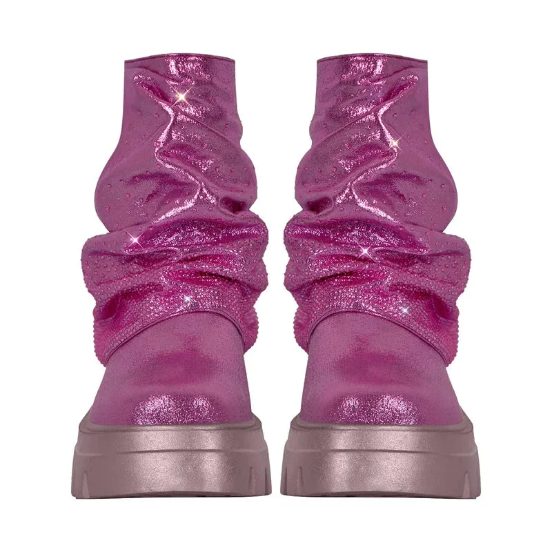 EM Fold Over Rhinestone Trim Boots