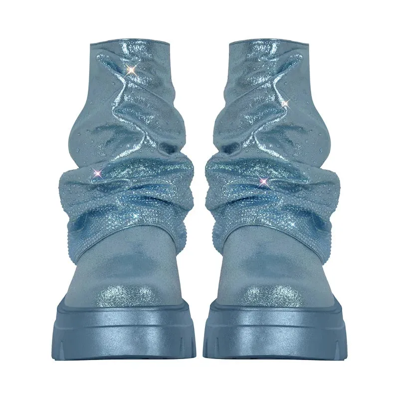 EM Fold Over Rhinestone Trim Boots