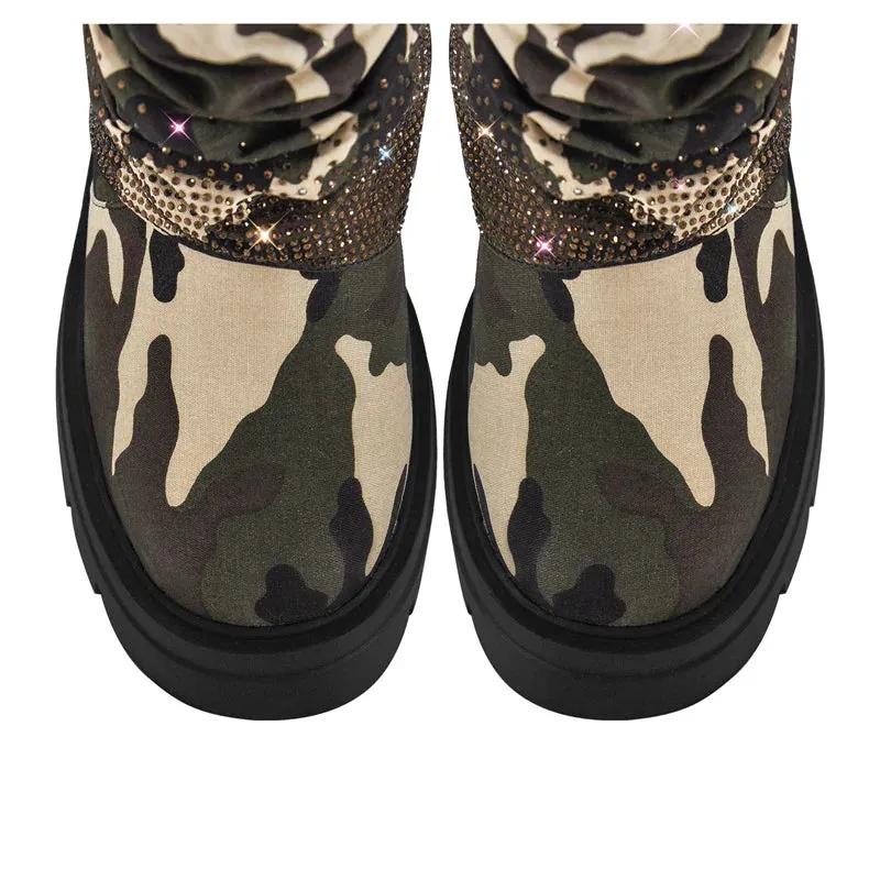 EM Fold Over Rhinestone Trim Boots