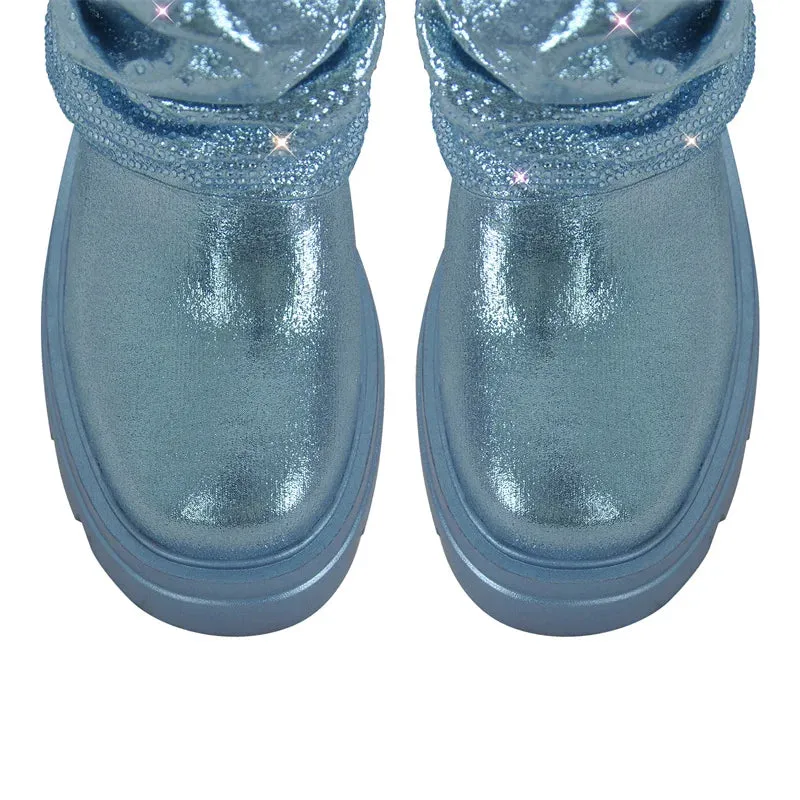 EM Fold Over Rhinestone Trim Boots