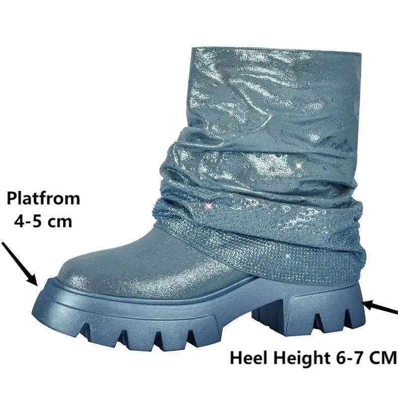 EM Fold Over Rhinestone Trim Boots