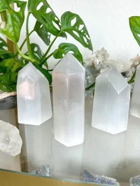 High Gloss Satin Spar Selenite Crystal Tower Point Decor Gift Home Decor