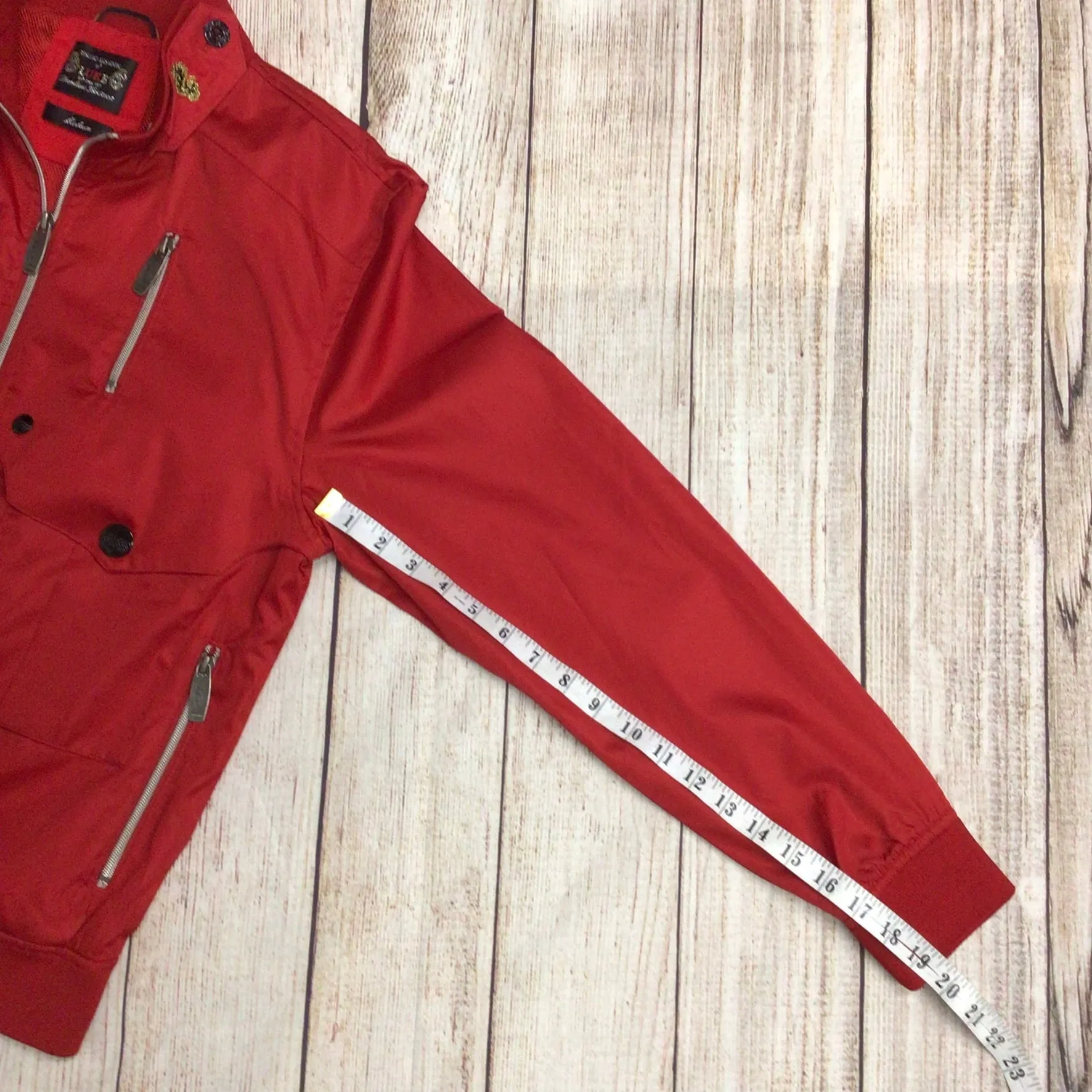 Luke Red Multi Pocket Bomber Jacket Size M