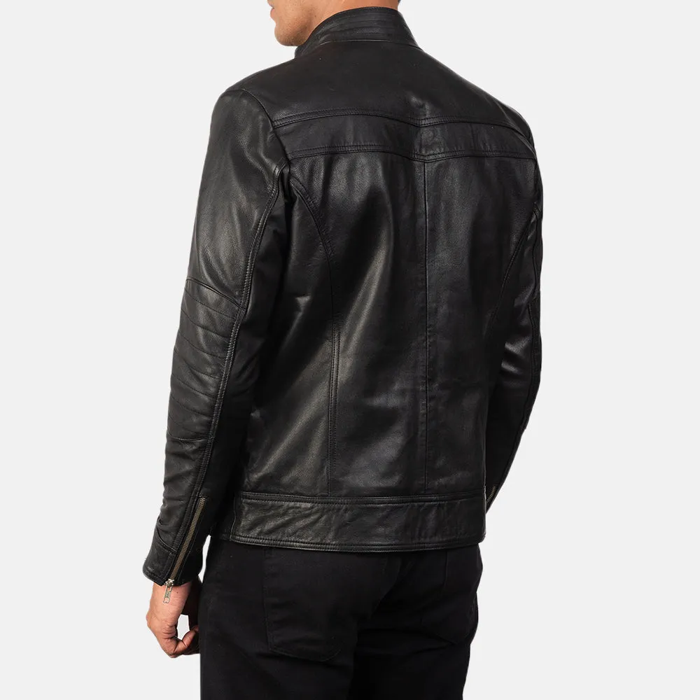 Mack Black Leather Biker Jacket Up to 5XL