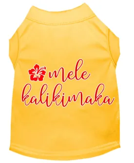 Mele Kalikimaka Screen Print Dog Shirt Yellow Xxxl