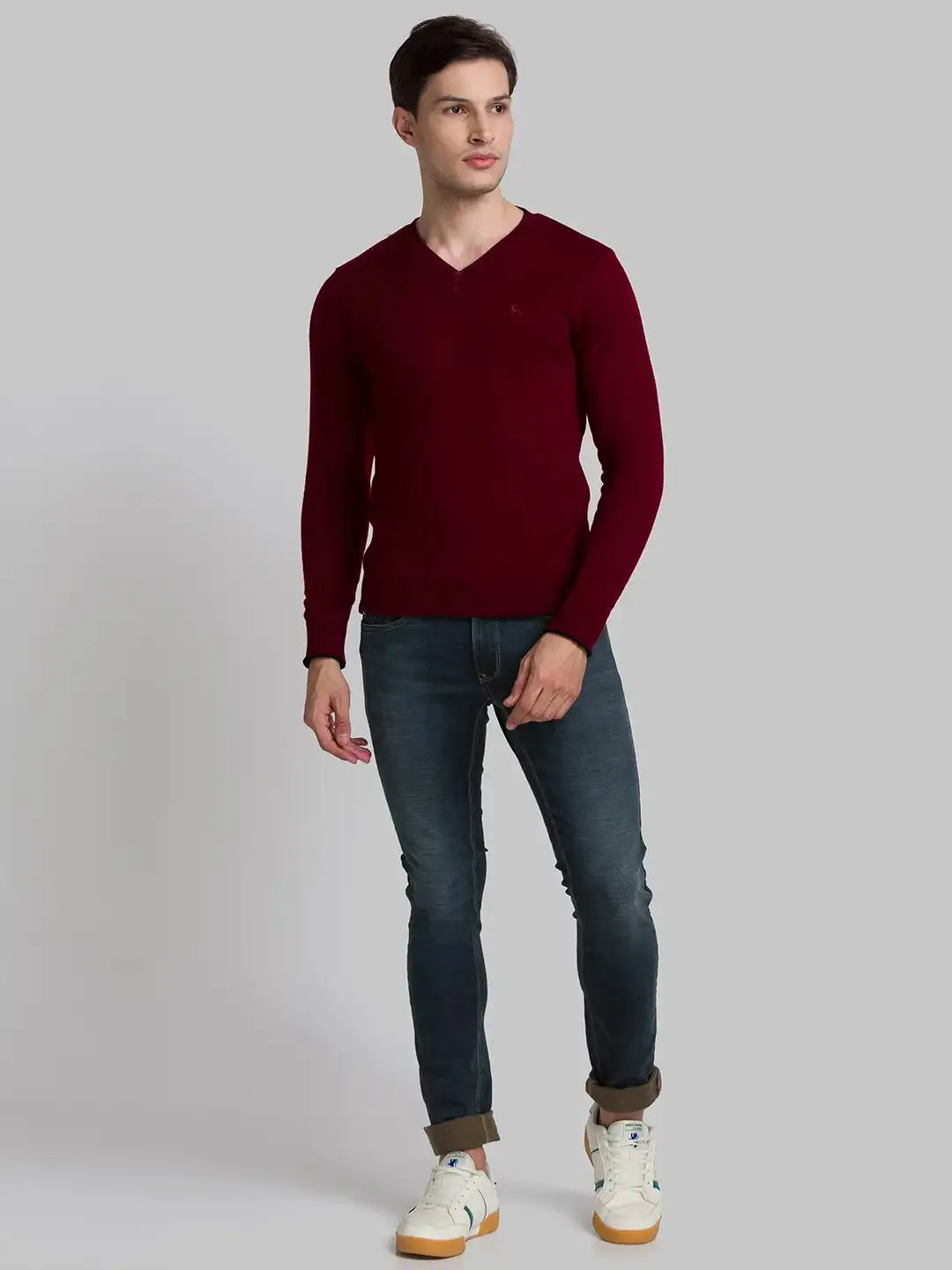 Men Black Solid Acrylic Full Sleeve Sweaters
