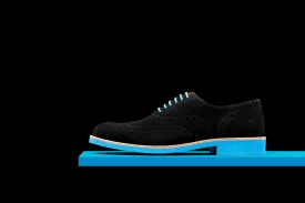 Mens Black & Blue Suede Wingtip Dress Shoes