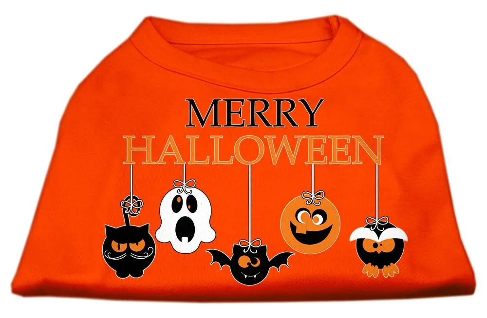 Merry Halloween Screen Print Dog Shirt Orange Sm (10)