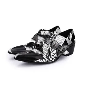 Michael Jackson Newspaper Print Leather Lace-up Buckle Shoes