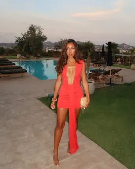 Misha - Jennifer Cupro Mini Dress in Red