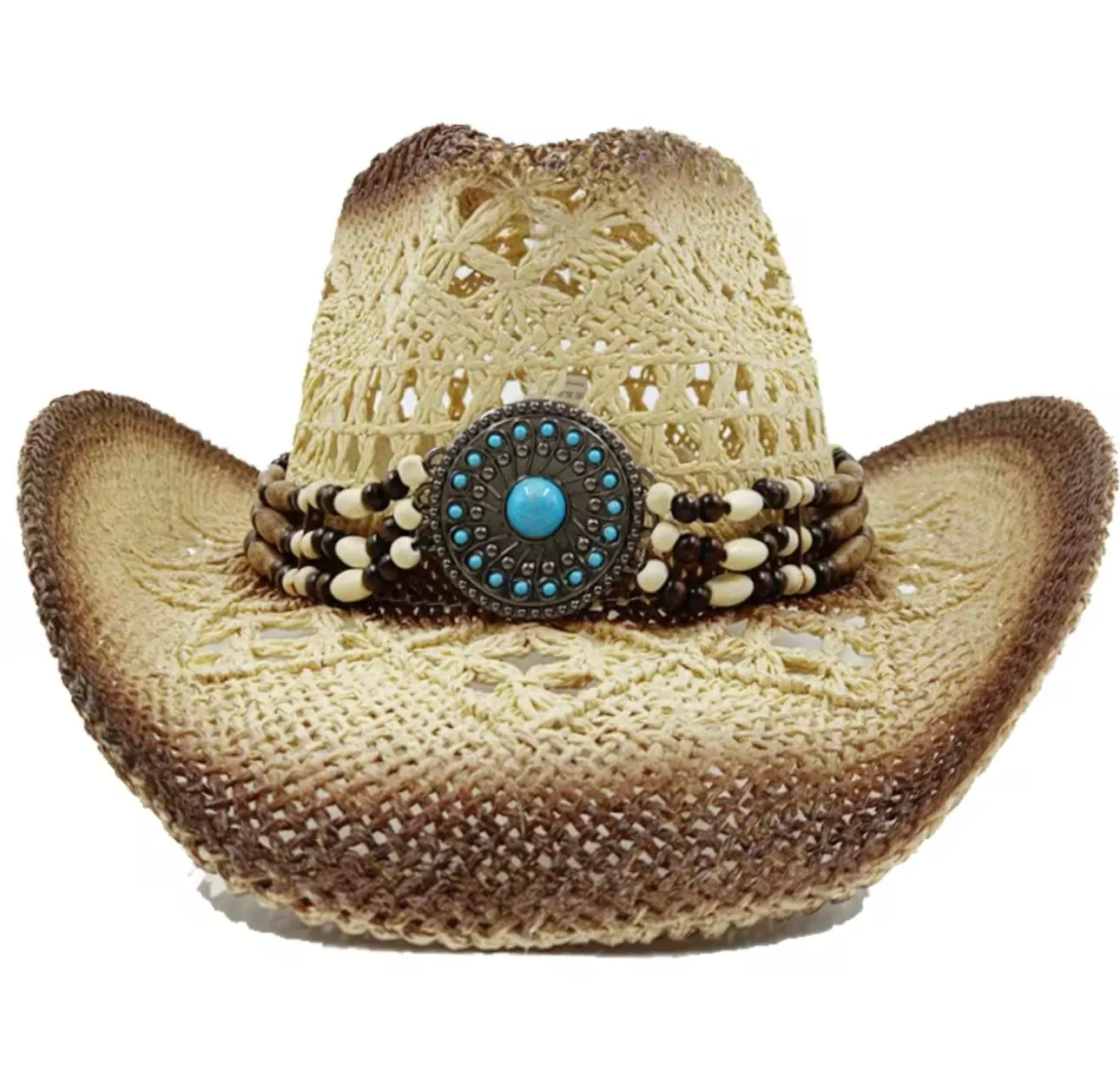 Ombre Straw fedora with accessories