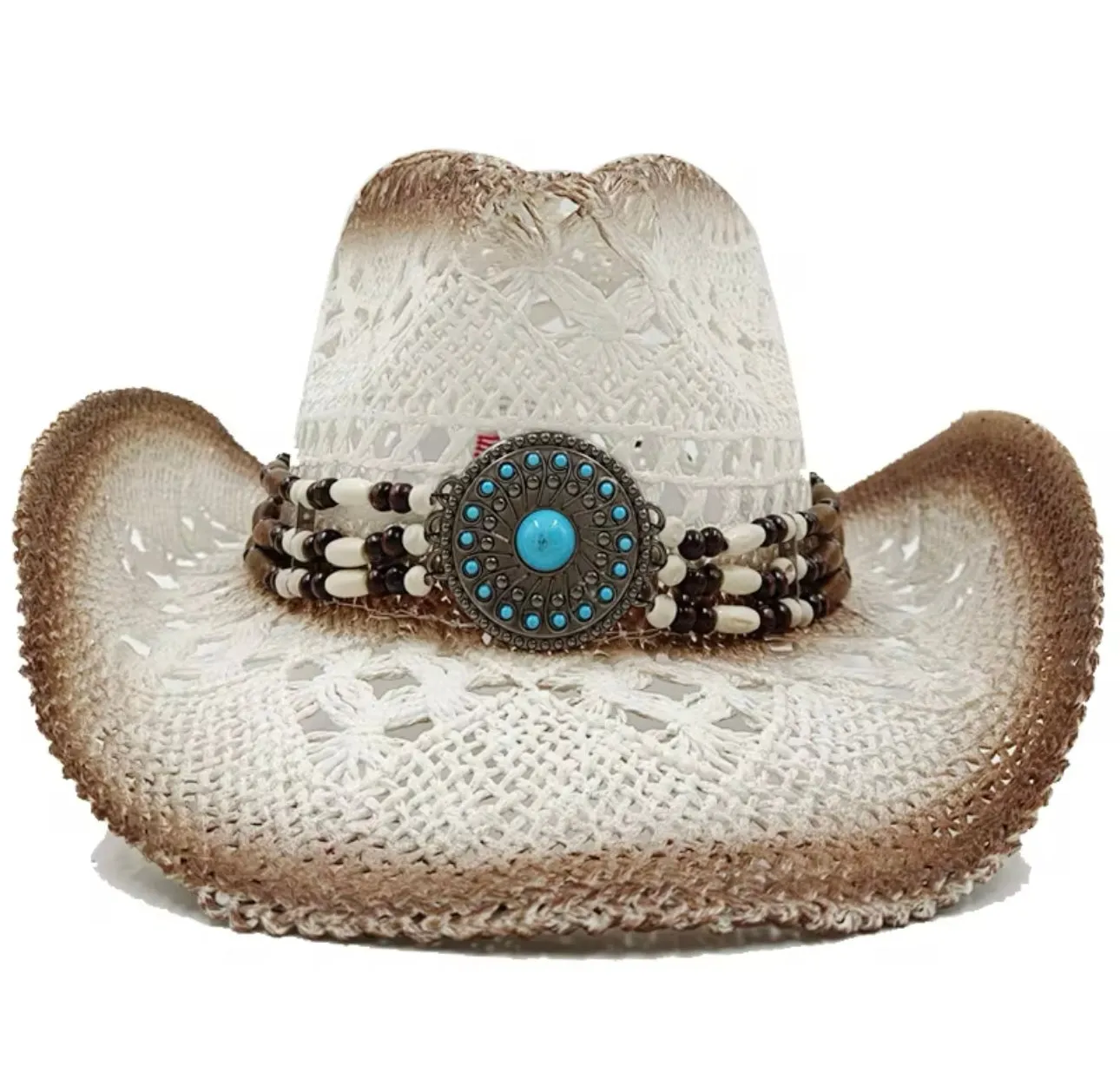 Ombre Straw fedora with accessories