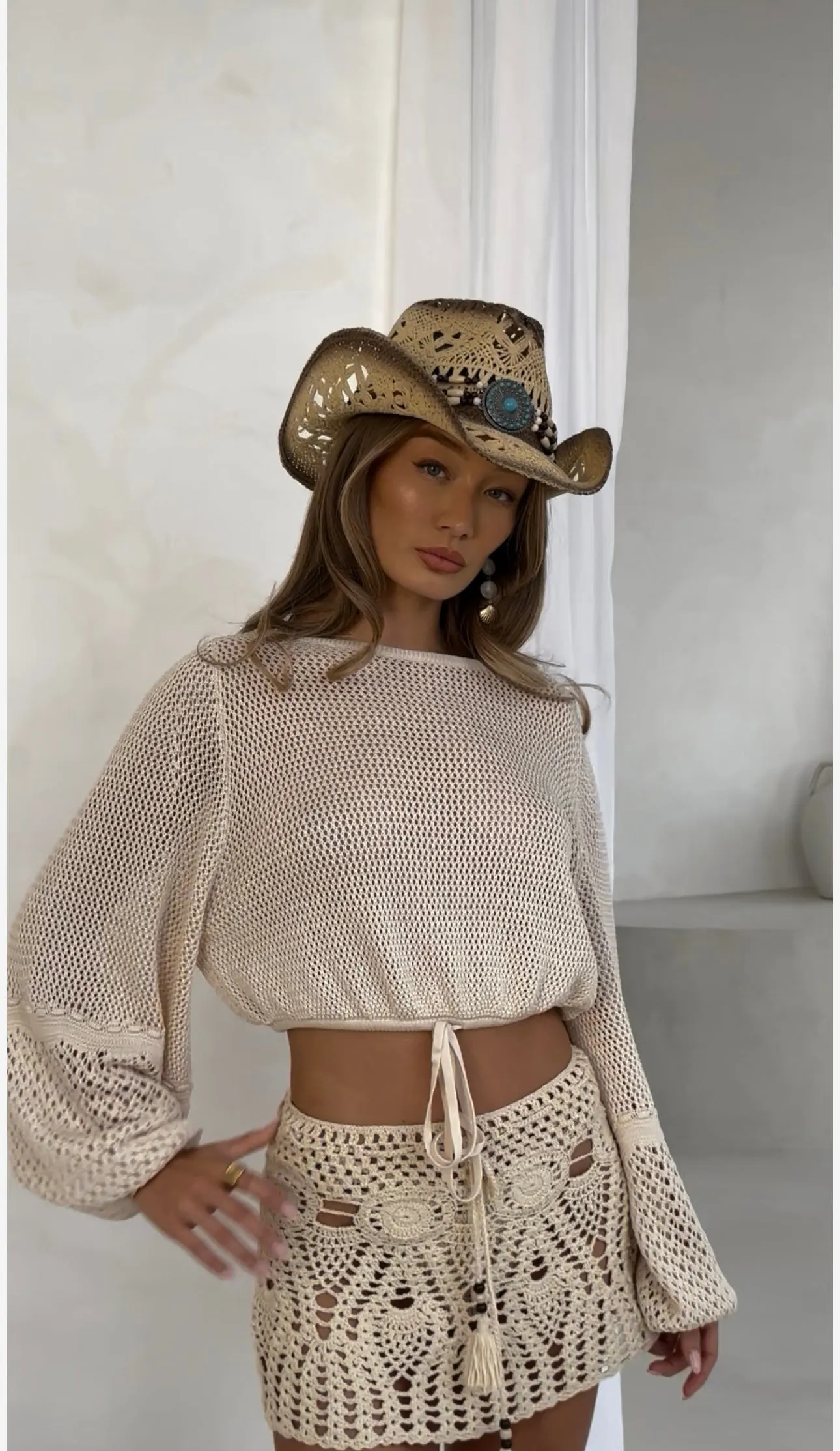 Ombre Straw fedora with accessories