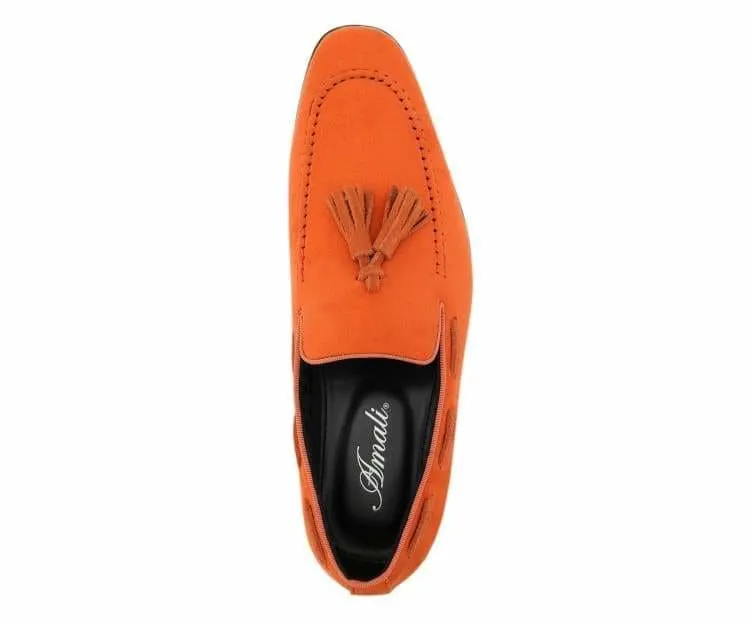 Orange Men's Slip-on Suede Tassel Loafer Dress Casual Shoes