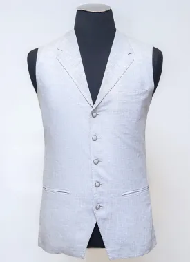 Plain Light Grey Pure Linen V Neck Vest