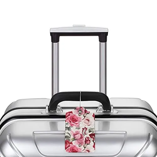 Red & Pink Rose Flowers Leather Suitcase Luggage Tags, 2 Pack