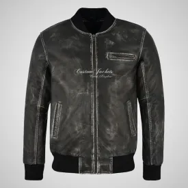 SEVENTIES 70’s Vintage Waxed Leather Bomber Jacket For Mens