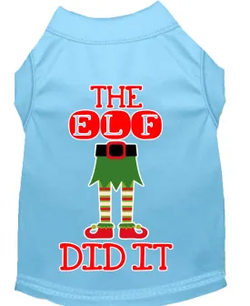 The Elf Did It Screen Print Dog Shirt Baby Blue Xl