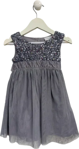 The Little White Company Grey Sequin Bodice Dress 12-18 Months