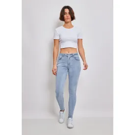 Tætsiddende push-up jeans blå (plus size)
