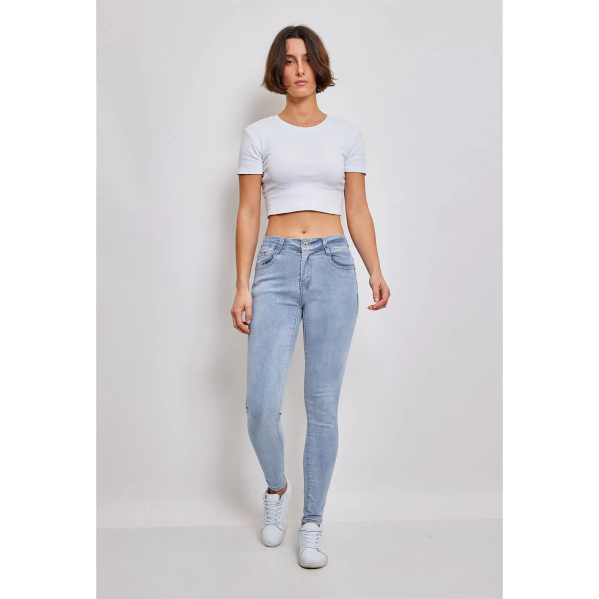 Tætsiddende push-up jeans blå (plus size)