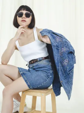 Vintage Denim Patch Pocket Mini Skirt