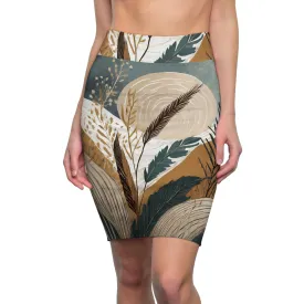 Womens Pencil Skirt - Boho Style Print 84276