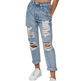 Women's Ripped Holes Show Thinness Jeans